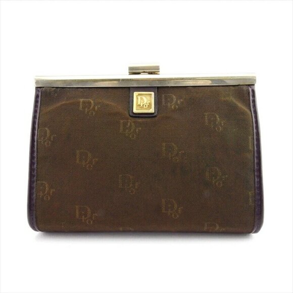 DIOR Pouch logo pattern canvas x leather Authentic USED - Picture 1 of 11